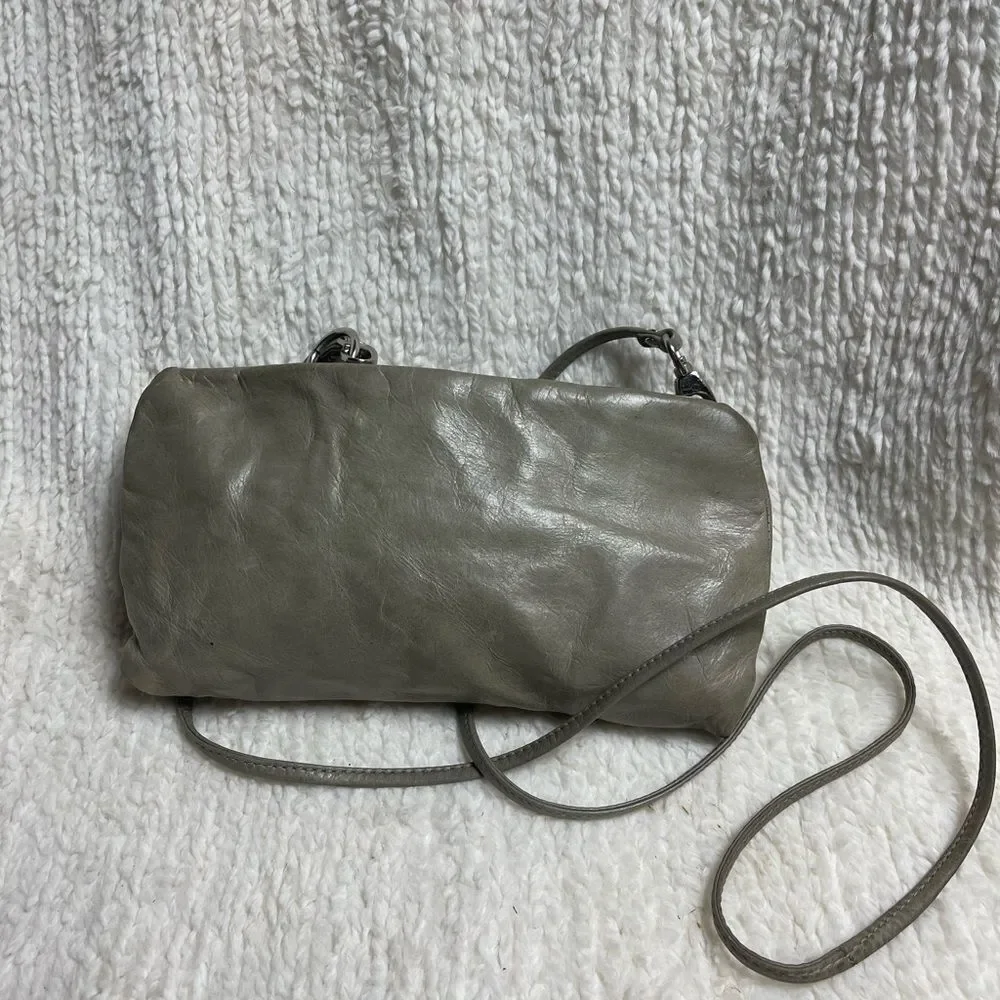 HOBO the original leather distress gray mini crossbody bag with detachable strap